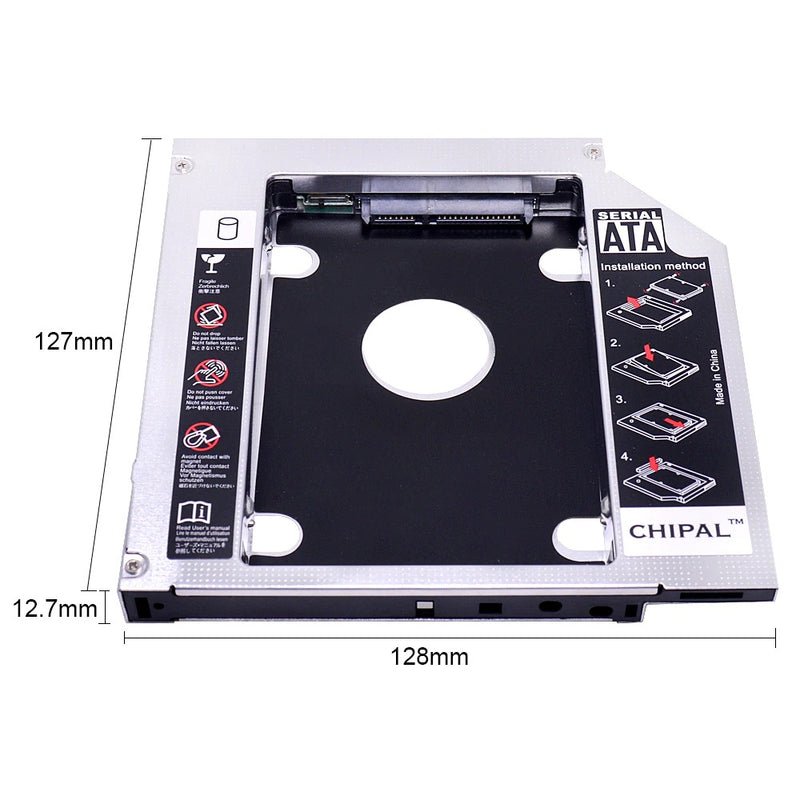 Universal 2nd HDD Caddy 12.7MM SSD HDD Case Enclosure For Laptop DVD-ROM CD-ROM