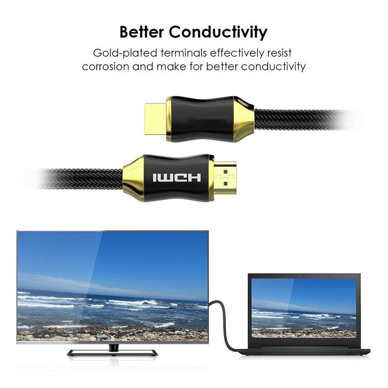 1.5m HDMI Cable 2.0 Zinc Alloy Cord 24k Gold-Plated 4K 1080P Universal