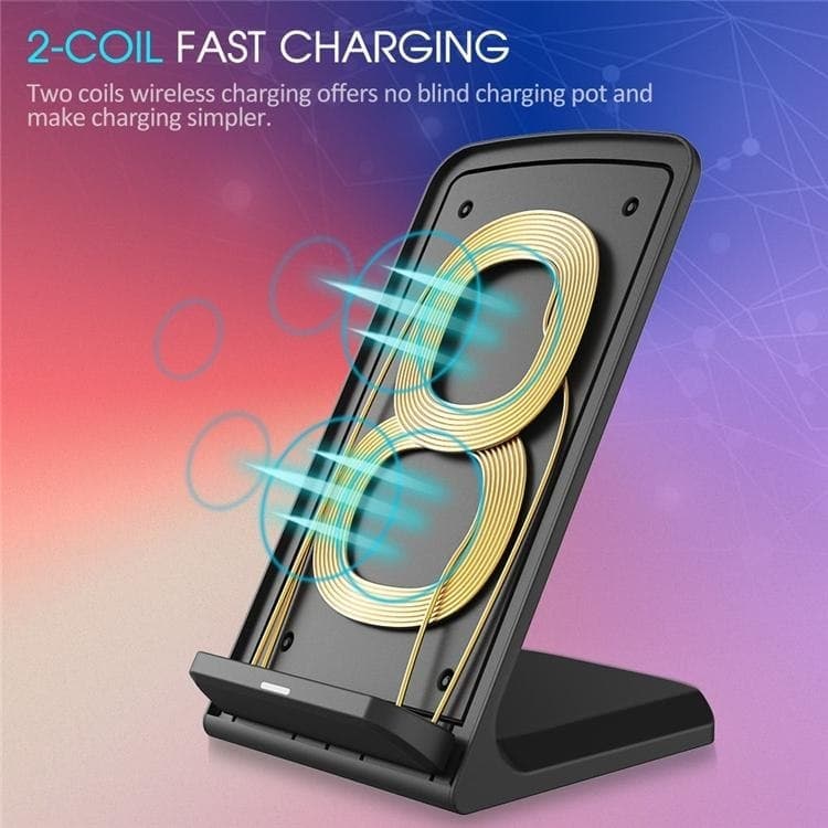 Fast Wireless Charger Qi Charger 10W Two Coils Wireless Fast Charger LED Indicator Display