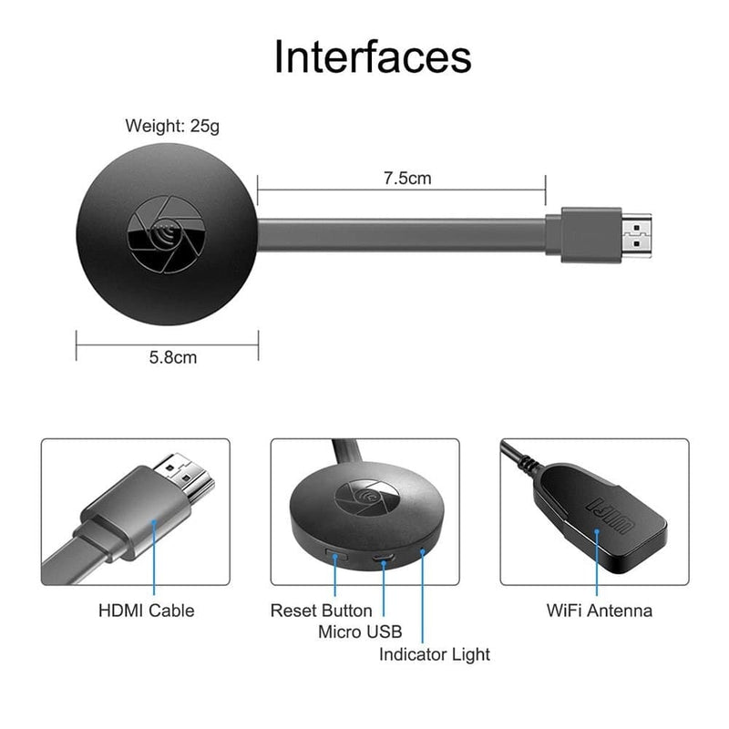 WiFi Display TV Dongle Receiver Chromecast 4K HDMI TV Stick Screen Mirroring DLNA Miracast Android IOS