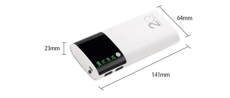 20000mah Powerbank LED Lighting Display External Battery Portable Charger